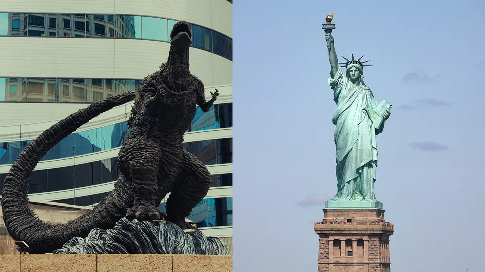 zdjecie Godzilla i statua wolności